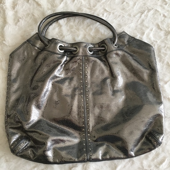 Michael Kors Embossed Metallic Snakeskin Boho Bag - Picture 1 of 8